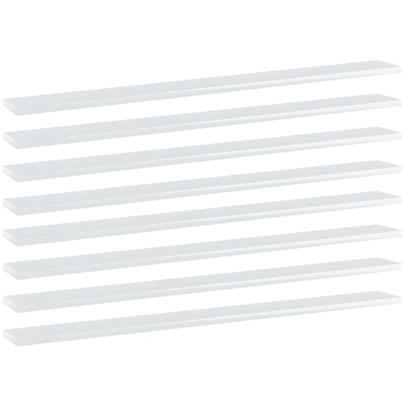 

vidaXL Estantes estantería 8 uds aglomerado blanco brillo 100x10x1,5cm - Blanco
