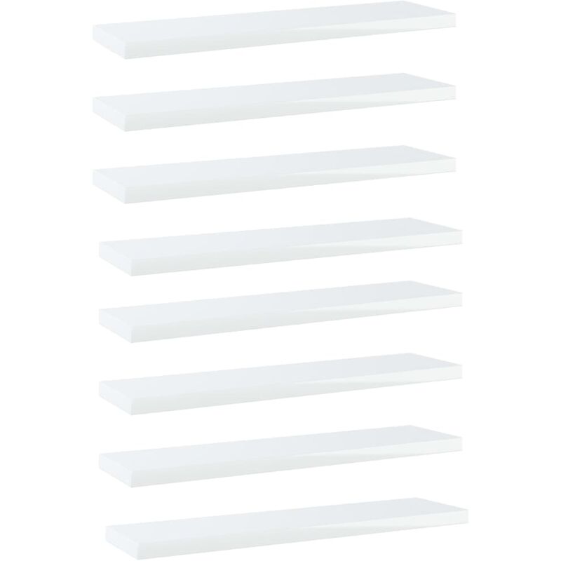 

vidaXL Estantes estantería 8 uds aglomerado blanco brillo 40x10x1,5 cm - Blanco