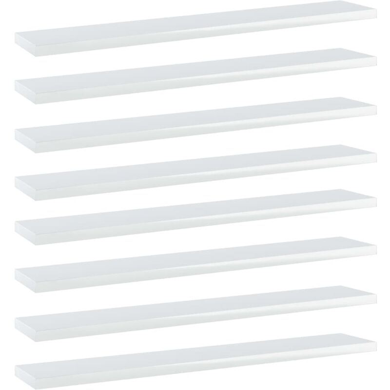

vidaXL Estantes estantería 8 uds aglomerado blanco brillo 60x10x1,5 cm - Blanco