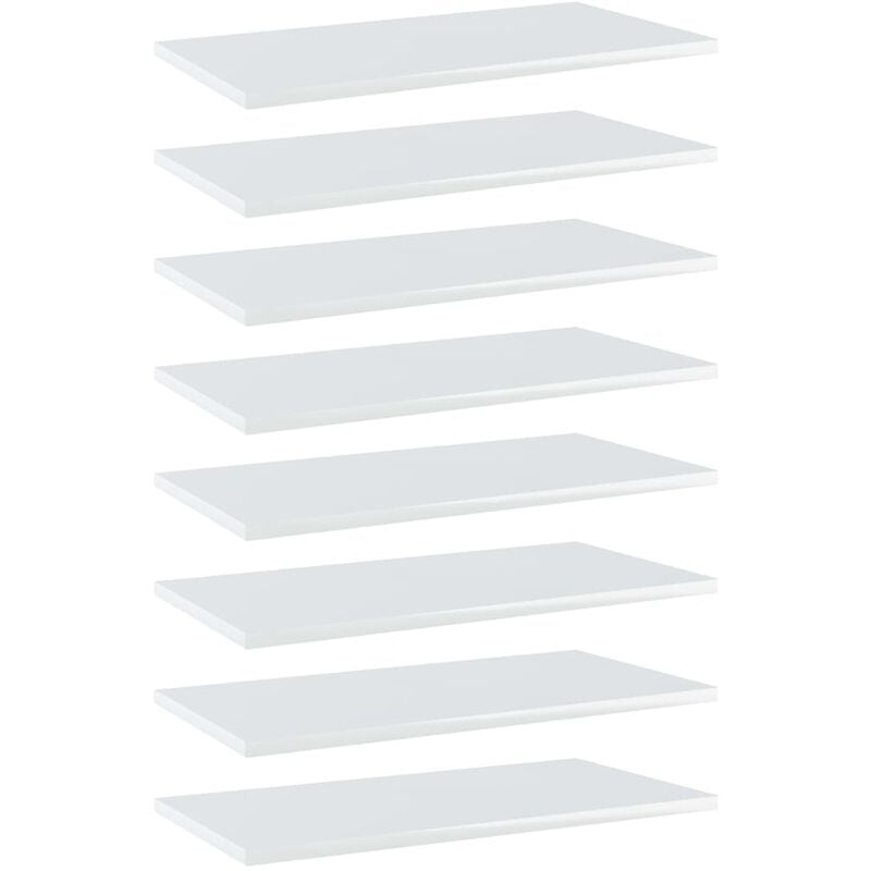 

vidaXL Estantes estantería 8 uds aglomerado blanco brillo 60x30x1,5 cm - Blanco