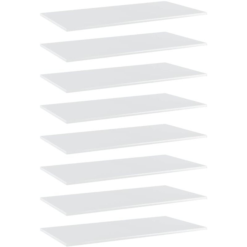 

vidaXL Estantes estantería 8 uds aglomerado blanco brillo 80x20x1,5 cm - Blanco