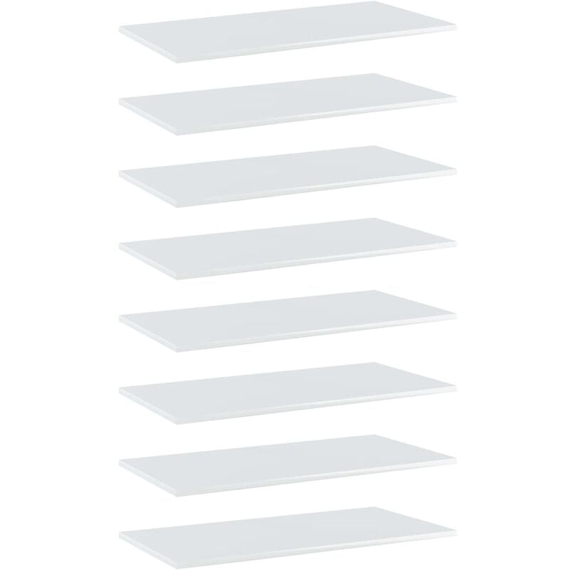 

vidaXL Estantes estantería 8 uds aglomerado blanco brillo 80x40x1,5 cm - Blanco
