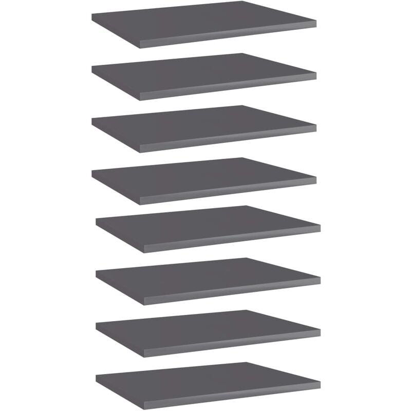 

vidaXL Estantes estantería 8 uds aglomerado gris brillo 40x30x1,5 cm - Gris