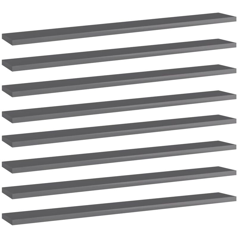 

vidaXL Estantes estantería 8 uds aglomerado gris brillo 80x10x1,5 cm - Gris