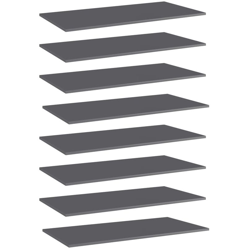 

vidaXL Estantes estantería 8 uds aglomerado gris brillo 80x30x1,5 cm - Gris