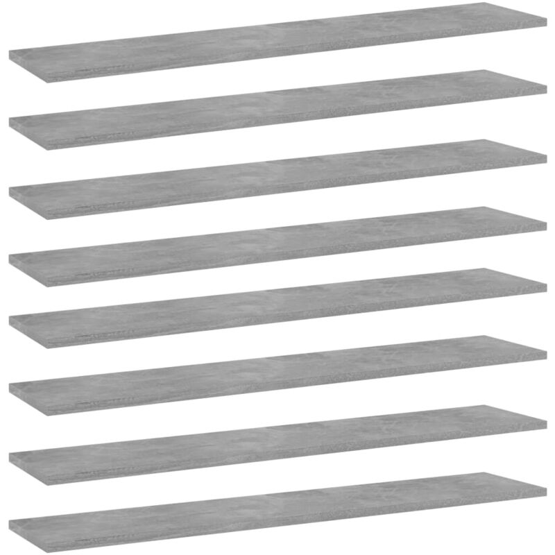 

vidaXL Estantes estantería 8 uds aglomerado gris hormigón 100x20x1,5cm - Gris