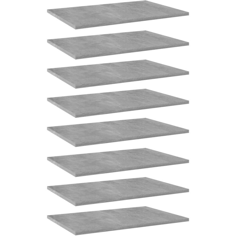 

vidaXL Estantes estantería 8 uds aglomerado gris hormigón 60x40x1,5 cm - Gris