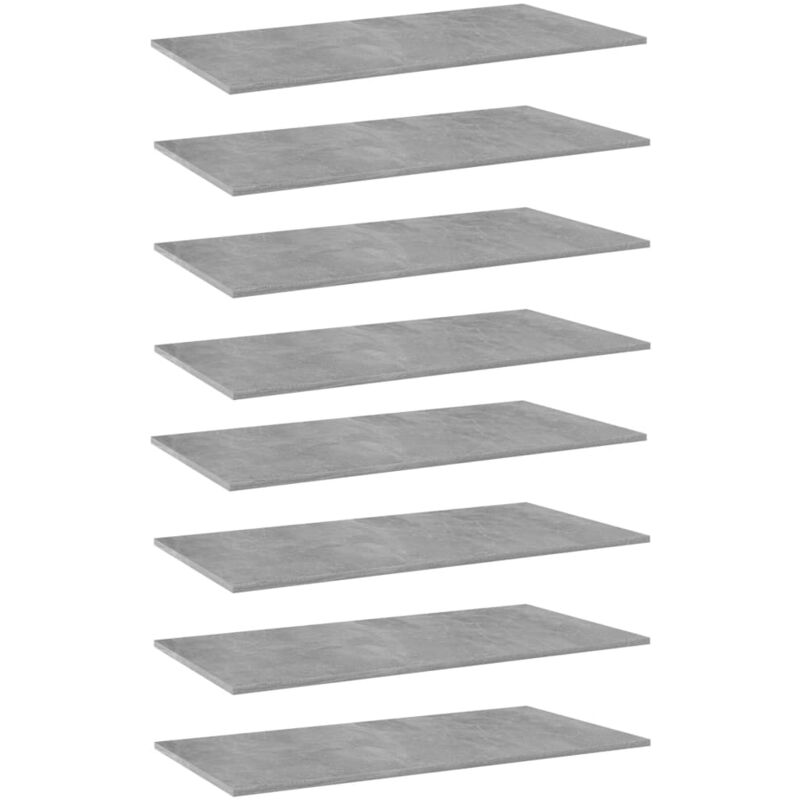 

vidaXL Estantes estantería 8 uds aglomerado gris hormigón 80x20x1,5 cm - Gris