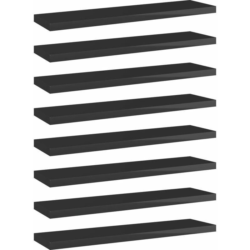 

vidaXL Estantes estantería 8 uds aglomerado negro brillo 40x10x1,5 cm - Negro