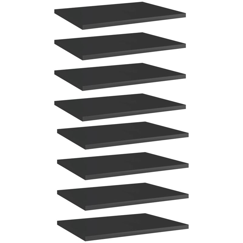 

vidaXL Estantes estantería 8 uds aglomerado negro brillo 40x30x1,5 cm - Negro