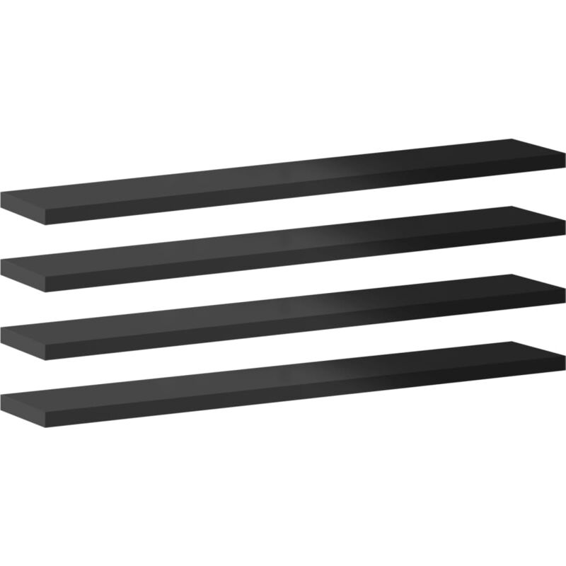 

vidaXL Estantes estantería 8 uds aglomerado negro brillo 60x10x1,5 cm - Negro