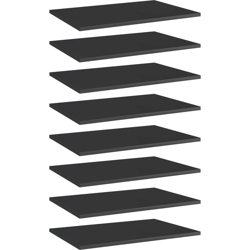 

vidaXL Estantes estantería 8 uds aglomerado negro brillo 60x40x1,5 cm - Negro