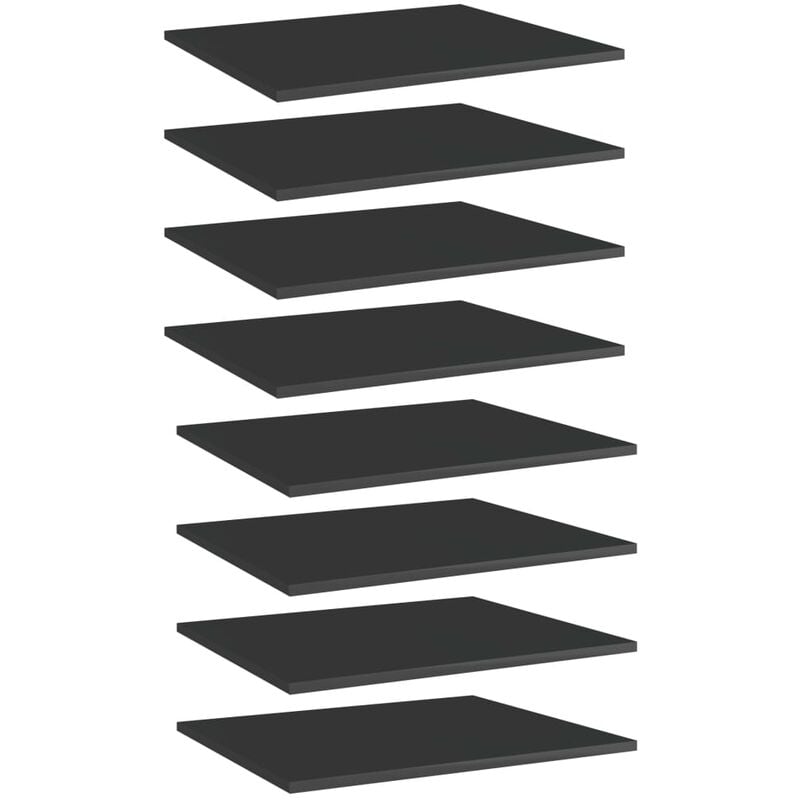 

vidaXL Estantes estantería 8 uds aglomerado negro brillo 60x50x1,5 cm - Negro