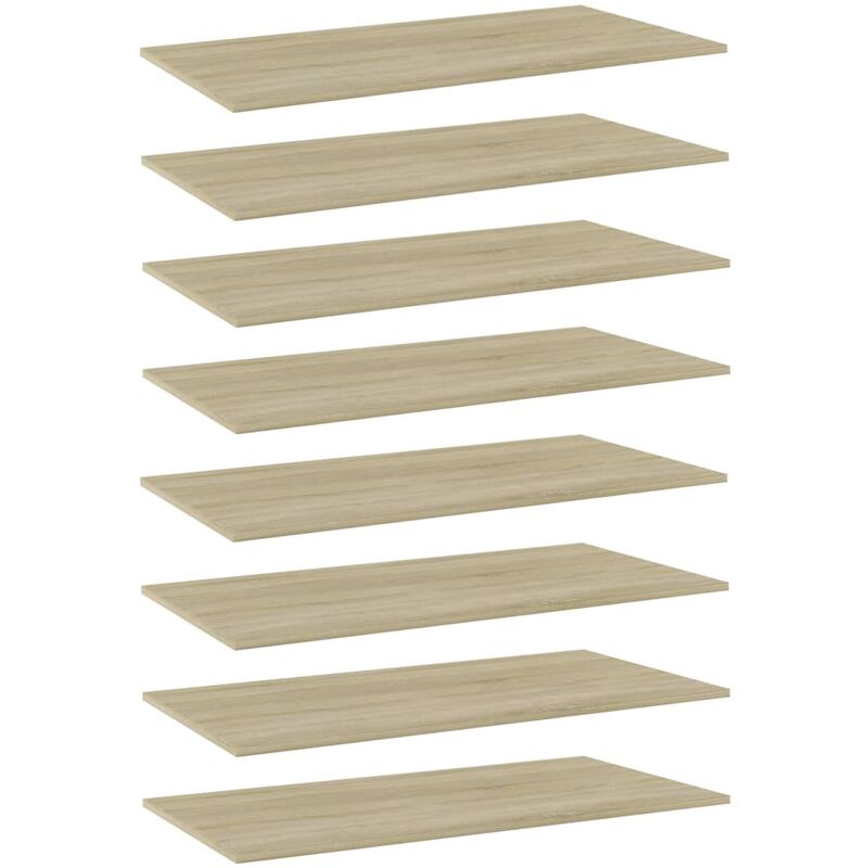 

vidaXL Estantes estantería 8 uds aglomerado roble Sonoma 80x20x1,5 cm - Marrón