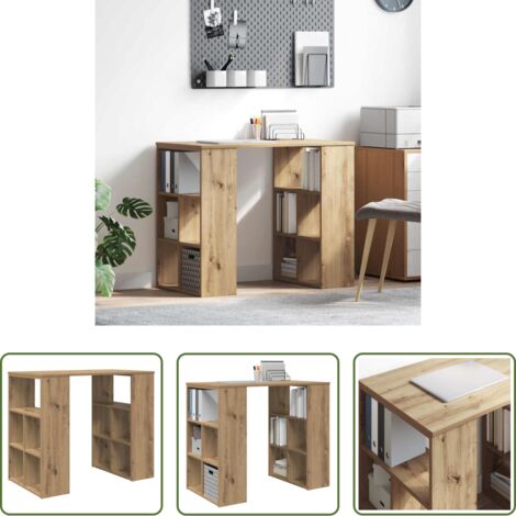 vidaXL Estantes integrados -  Escritorio Roble artesanal 90 x 50 x 75 cm Madera de ingeniería