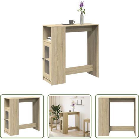 vidaXL Estantes -  Mesa alta bar con estantes madera roble Sonoma 101x40x103,5 cm