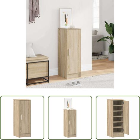 vidaXL Estantes para zapatos -  Mueble zapatero de aglomerado roble Sonoma 32x35x92 cm