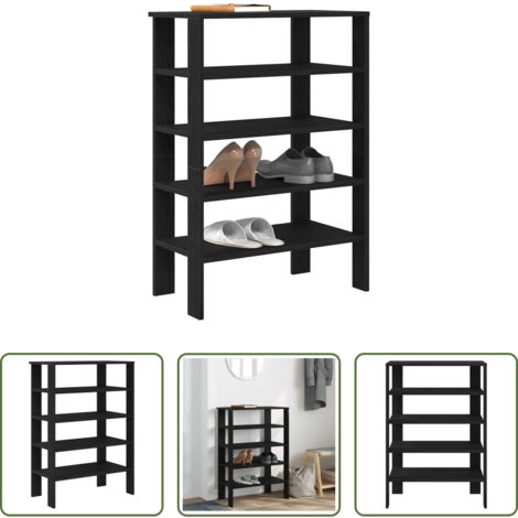 vidaXL Estantes para zapatos -  Mueble zapatero madera contrachapada negro 61x32x87,5 cm