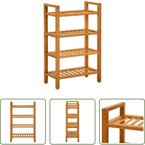 vidaXL Estantes para zapatos -  Zapatero con 4 estantes madera maciza de roble 50x27x80 cm