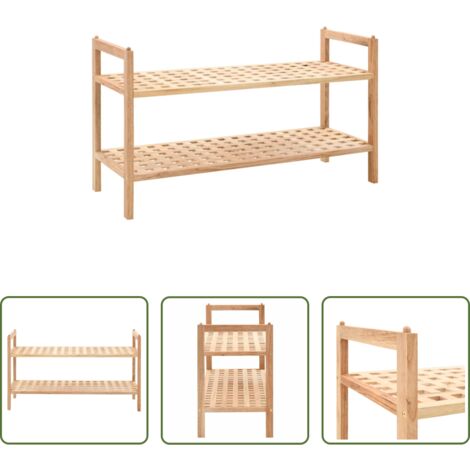 vidaXL Estantes para zapatos -  Zapatero de madera maciza de nogal 69x26x40 cm