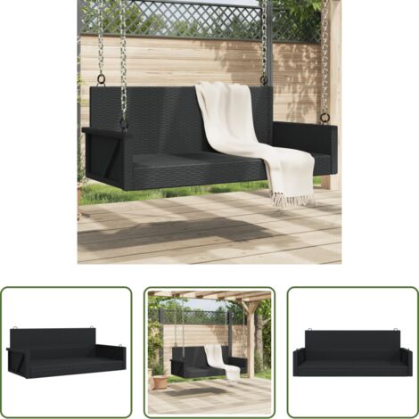 vidaXL Esterno -  Panchina a Dondolo Nera 119x56x48 cm in Polyrattan