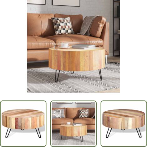 vidaXL Estilo industrial -  Mesa de centro madera maciza reciclada