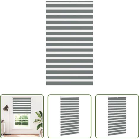 vidaXL Estor cebra -  Estor cebra gris oscuro tejido ancho 120,9 cm poliéster