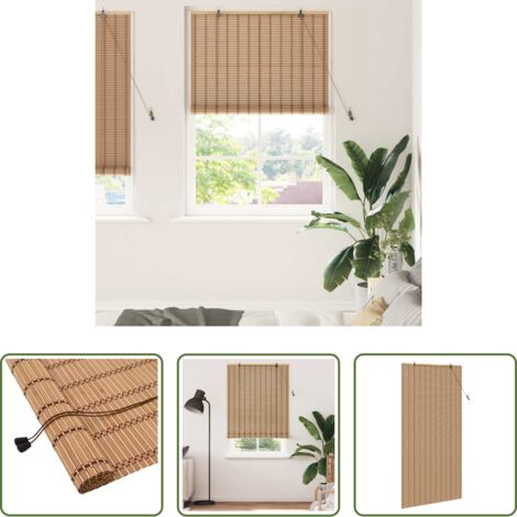 vidaXL Estores naturales -  Estor enrollable con cortinas Naturaleza 100 x 220 cm Bambú
