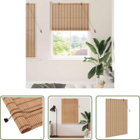 vidaXL Estores naturales -  Estor enrollable con cortinas Naturaleza 120 x 160 cm Bambú