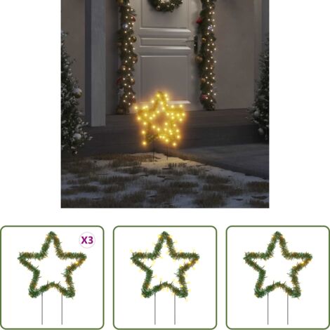 vidaXL Estrella de luz -  Estrella de luz decorativa Navidad con estacas 50 LED 29 cm