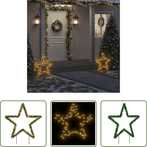 vidaXL Estrella de luz -  Estrella de luz decorativa Navidad con estacas 80 LED 60 cm