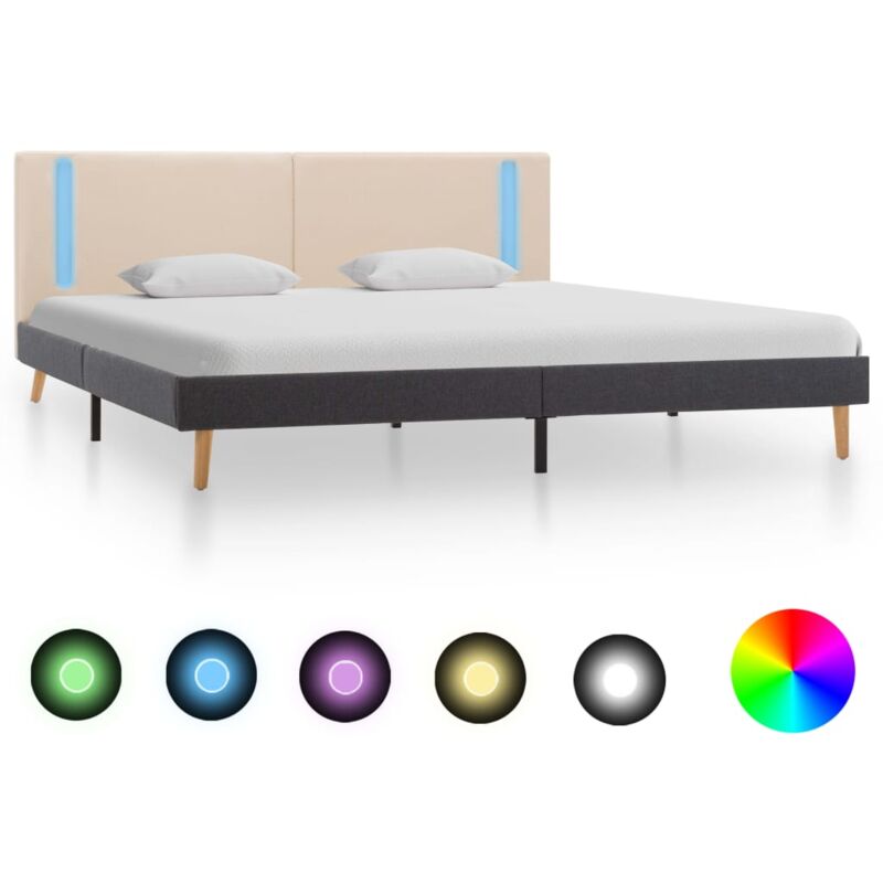 

Estructura Cama con LED Tela Crema Gris Oscuro 180x200 cm - Crema - Vidaxl