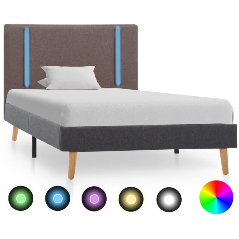 

vidaXL Estructura Cama con LED Tela Gris Taupe y Gris Oscuro 100x200cm - Marrón