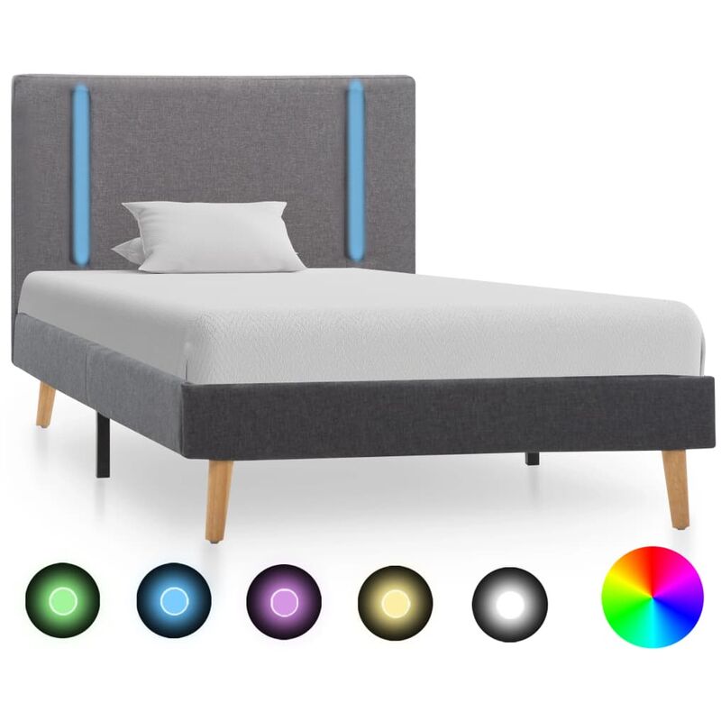 

vidaXL Estructura Cama con LED Tela Gris Claro y Gris Oscuro 100x200cm - Gris