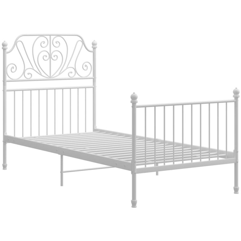 

Estructura cama metal y madera contrachapada blanco 100x200 cm - Blanco - Vidaxl