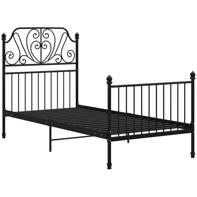 

Estructura cama metal y madera contrachapada 90x200 cm - Negro - Vidaxl