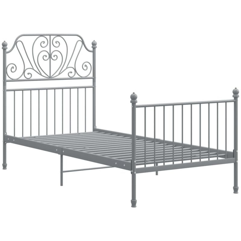 

Estructura cama metal y madera contrachapada gris 100x200 cm - Gris - Vidaxl