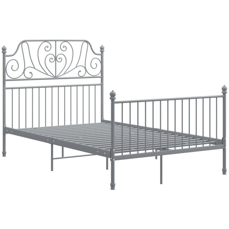 

vidaXL Estructura cama metal y madera contrachapada gris 120x200 cm - Gris
