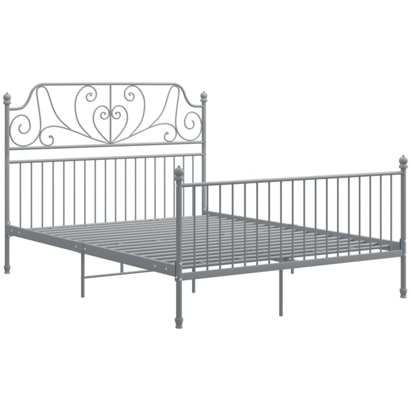 

vidaXL Estructura cama metal y madera contrachapada gris 160x200 cm - Gris