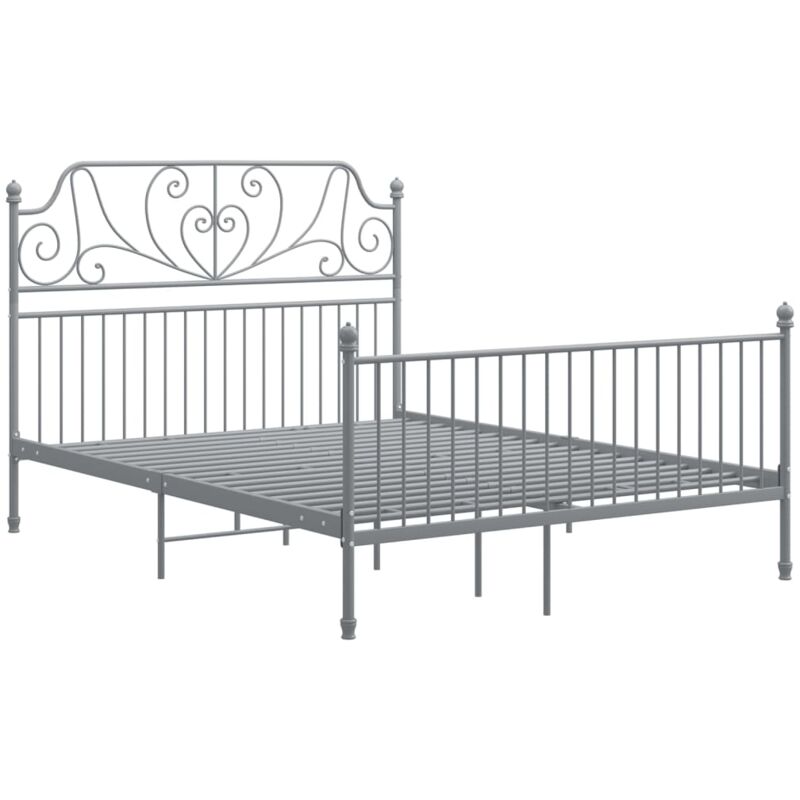 

vidaXL Estructura cama metal y madera contrachapada gris 140x200 cm - Gris