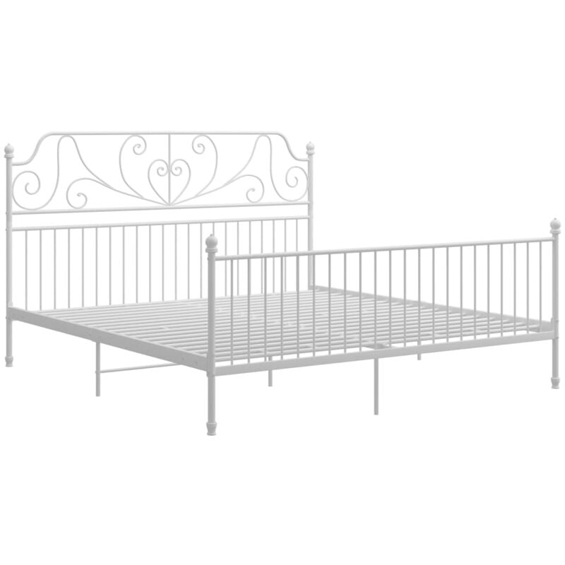 

Estructura cama metal y madera contrachapada blanco 200x200 cm - Blanco - Vidaxl