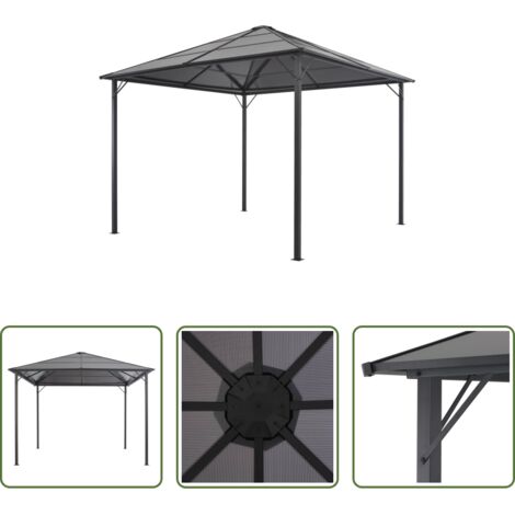 vidaXL Estructura de acero -  Cenador con tejado aluminio 3x3 m antracita