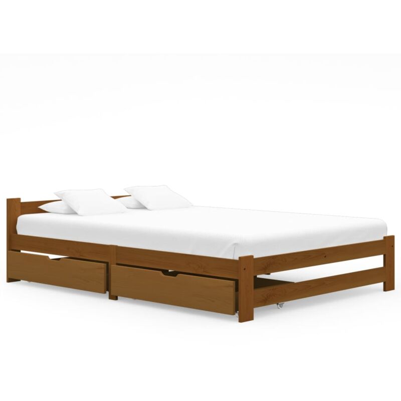 

vidaXL Estructura de cama con 2 cajones pino marrón miel 140x200 cm - Marrón