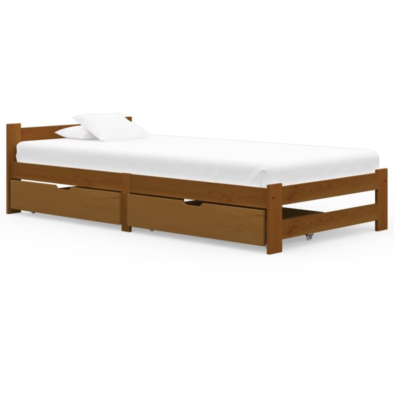 

vidaXL Estructura de cama con 2 cajones pino marrón miel 100x200 cm - Marrón