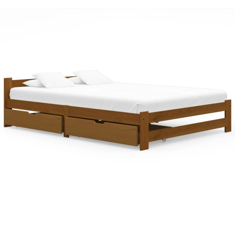 

vidaXL Estructura de cama con 2 cajones pino marrón miel 160x200 cm - Marrón