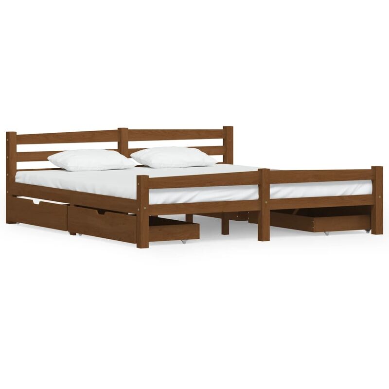

vidaXL Estructura de cama con 4 cajones pino marrón miel 180x200 cm - Marrón