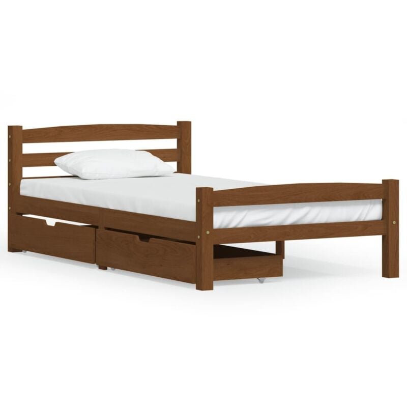 

Estructura de cama con 2 cajones pino marrón miel 90x200 cm - Marrón - Vidaxl