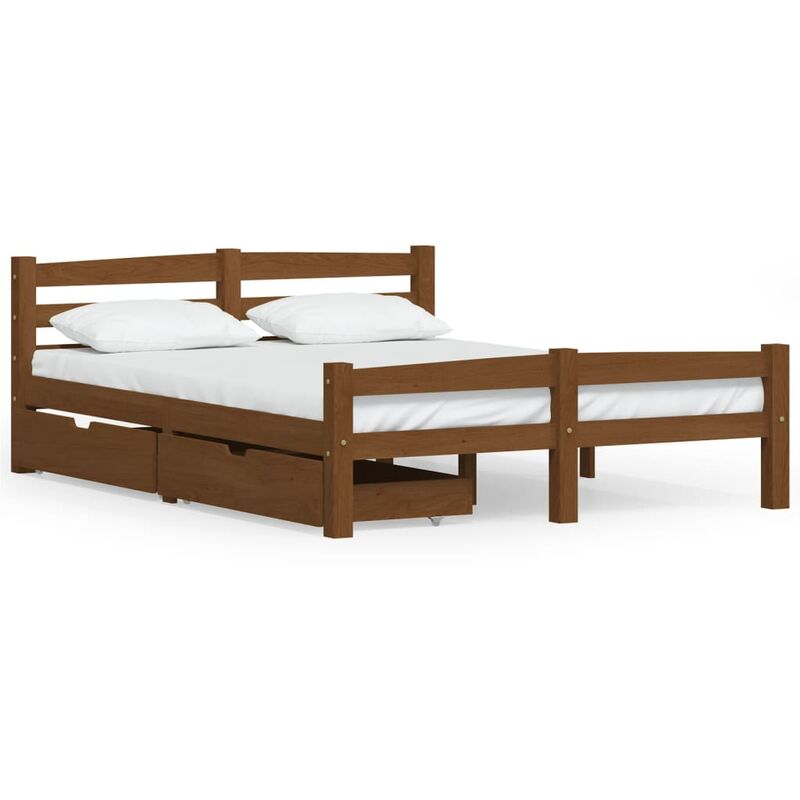 

Estructura de cama con 2 cajones pino marrón miel 140x200 cm - Marrón - Vidaxl