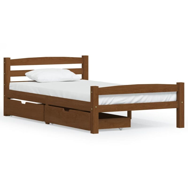 

vidaXL Estructura de cama con 2 cajones pino marrón miel 100x200 cm - Marrón