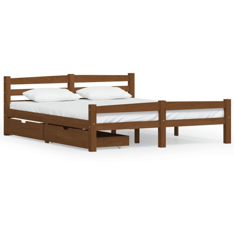 

Estructura de cama con 2 cajones pino marrón miel 160x200 cm - Marrón - Vidaxl